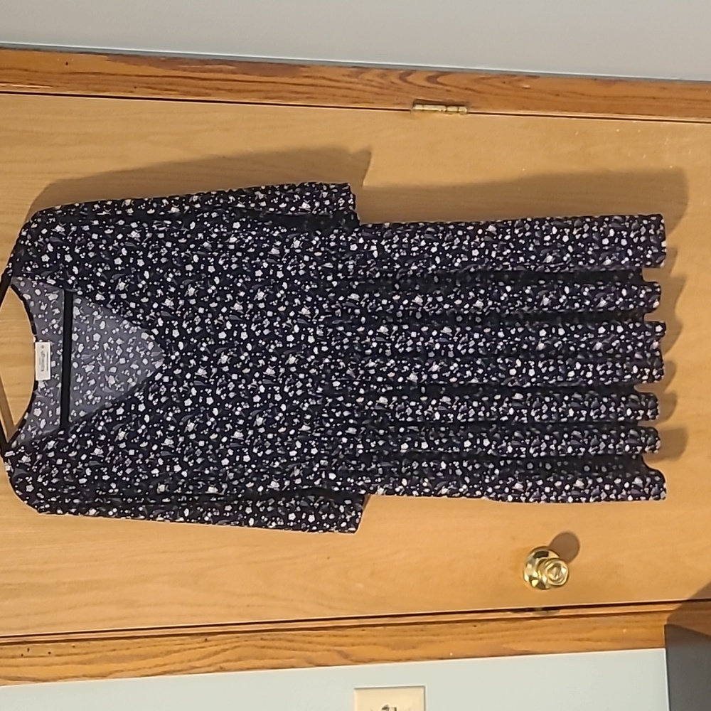 Kaileigh 2X Blue Floral Dress V-Neck
